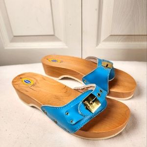 Women's Dr Scholl's Sandals Turquoise Blue Color Made in Italy